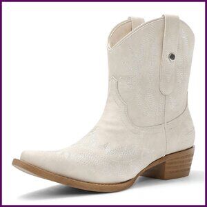 Women's Cowboy Ankle Boots Chunky Heel Square Toe Western Booties